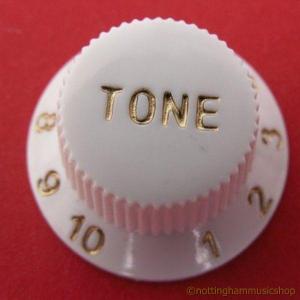 WHITE STRATOCASTER ELECTRIC GUITAR TONE KNOB PUSH ON SPLINED